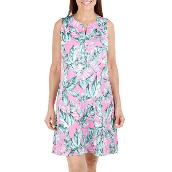 Caribbean Joe Dresses & Skirts - NWT| Caribbean Joe Women's Plus Sleeveless
Tropical Floral Dress - Pink | Size M